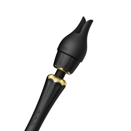 Вібромасажер з насадками, чорний Zalo Kyro Wand Obsidian Black