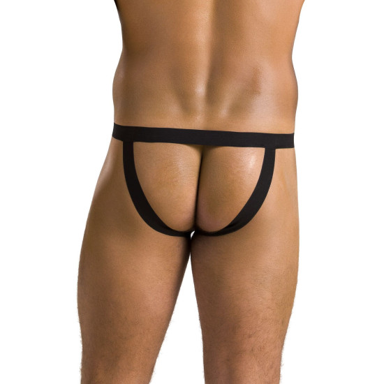 Мужские слипы на шнуровке из экокожи с люверсами, черные Passion 044 Slip Ben Black, S/M