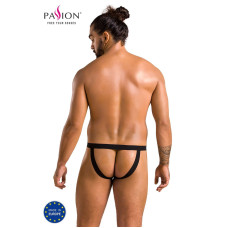 Мужские слипы на шнуровке из экокожи с люверсами, черные Passion 044 Slip Ben Black, S/M