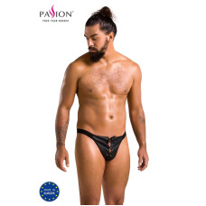 Мужские слипы на шнуровке из экокожи с люверсами, черные Passion 044 Slip Ben Black, S/M