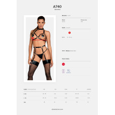 Портупея на грудь из искусственной кожи, черная Obsessive A740 Harness Black, O/S