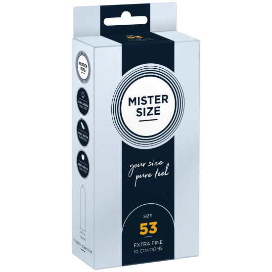 Презервативи для пеніса довжиною 10-11,3 см, 10 шт Mister Size - pure feel 53