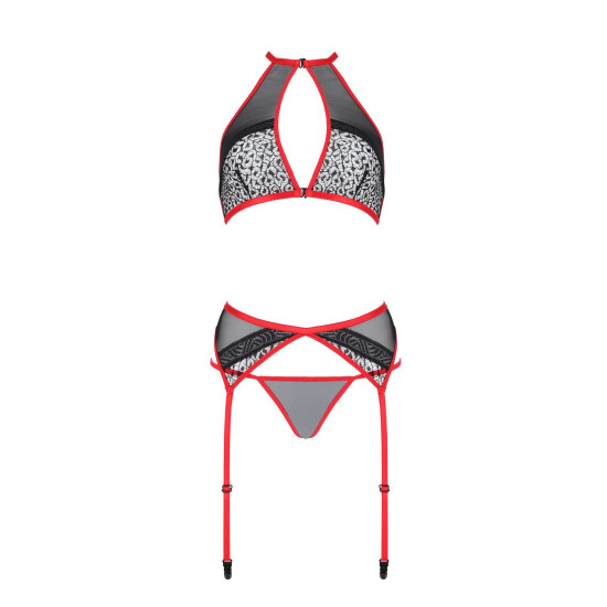 Комплект белья (топ, пояс для чулок, стринги), красный Passion Satara Set Red, S/M