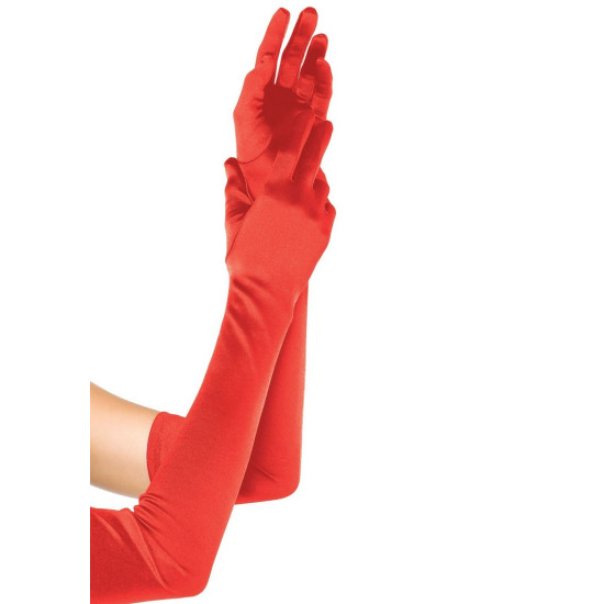Длинные атласные перчатки, красные Leg Avenue Extra Long Satin Gloves Red, One Size