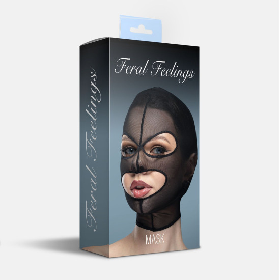 Маска-сітка з відкритим ротом і очима, чорна Feral Feelings Mask Black