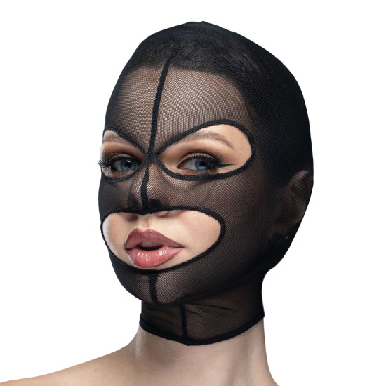 Маска-сітка з відкритим ротом і очима, чорна Feral Feelings Mask Black