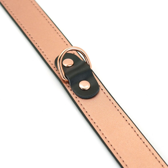 Нашийник із затискачами для сосків зі шкіри Liebe Seele Rose Gold Memory Collar with Nipple Clamps