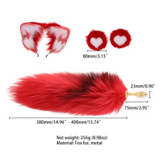 Анальна пробка з червоним хвостом лисиці, форма груші Lockink Sevanda Red Vixen Set with Pear-Shape Plug
