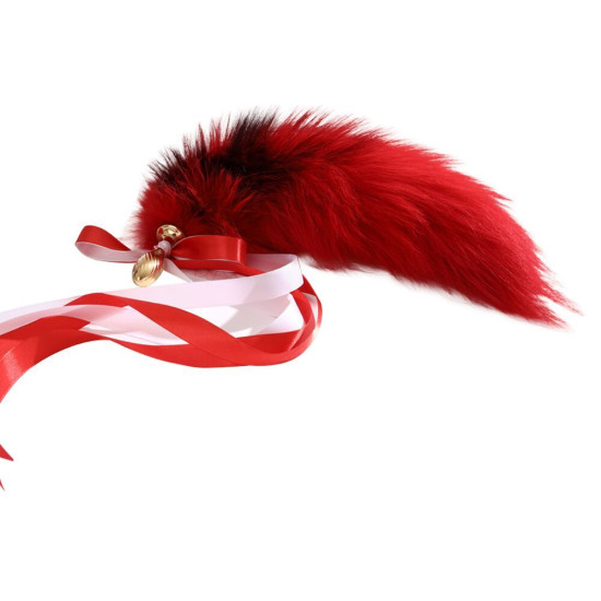 Анальна пробка з червоним хвостом лисиці, форма груші Lockink Sevanda Red Vixen Set with Pear-Shape Plug