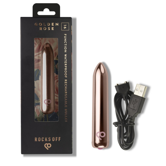 Віброкуля, 16 режимів, золотиста Rocks Off Bullet Golden Rose 16 Settings