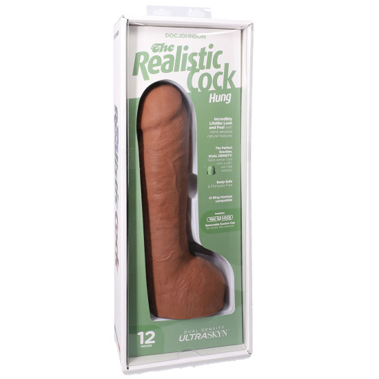 Фалоімітатор з мошонкою, довжина 30.5 см Doc Johnson The Realistic Cock ULTRASKYN - 12 Inch Hung with Balls Caramel