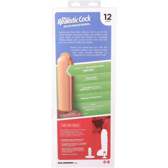 Фалоімітатор з мошонкою, довжина 30.5 см Doc Johnson The Realistic Cock ULTRASKYN - 12 Inch Hung with Balls Caramel