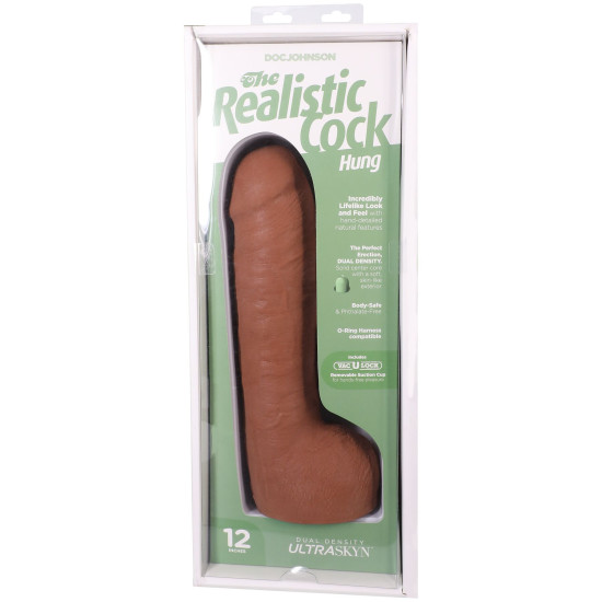 Фалоімітатор з мошонкою, довжина 30.5 см Doc Johnson The Realistic Cock ULTRASKYN - 12 Inch Hung with Balls Caramel