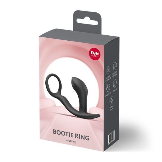 Анальная пробка с эрекционным кольцом, черная Fun Factory Bootie Ring Black (мятая упаковка)