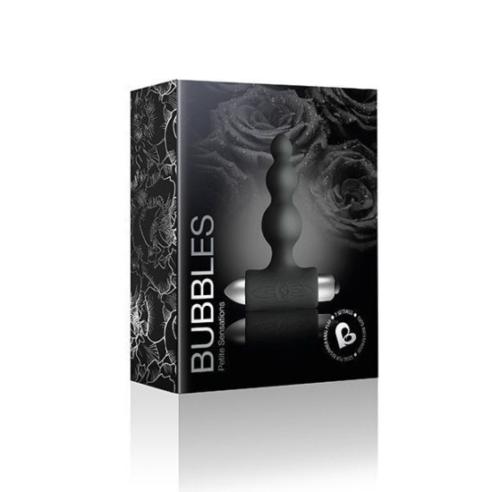 Анальный вибратор с рельефной поверхностью, черный Rocks Off Petite Sensations Bubbles Black (мятая упаковка!!!)