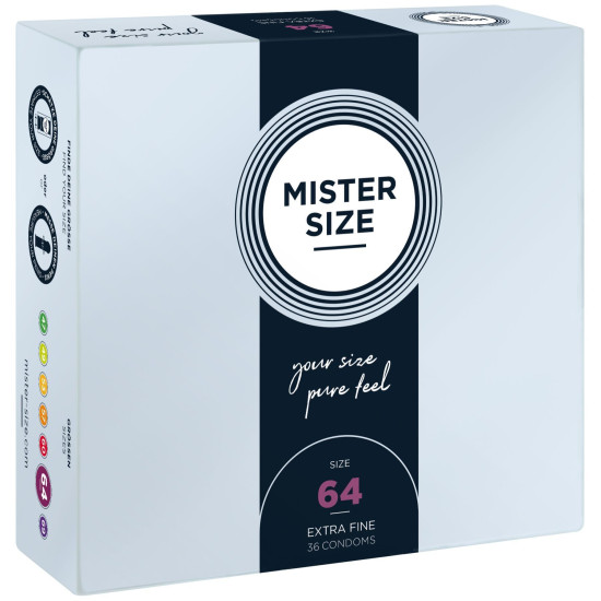 Презервативи Mister Size - pure feel - 64 (36 condoms), товщина 0,05 мм (пом'ята упаковка!!!)