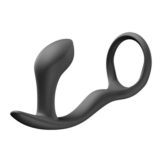 Анальная пробка с эрекционным кольцом, черная Fun Factory Bootie Ring Black (мятая упаковка)