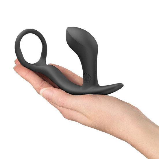Анальная пробка с эрекционным кольцом, черная Fun Factory Bootie Ring Black (мятая упаковка)