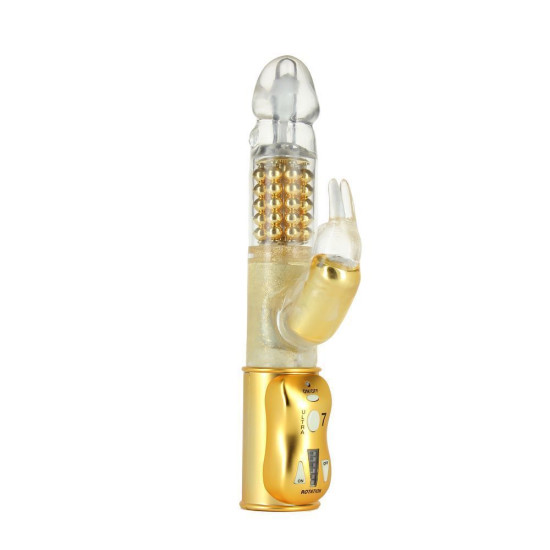 Вібратор-кролик золотого кольору з перловим масажем Dorcel Orgasmic Rabbit Gold