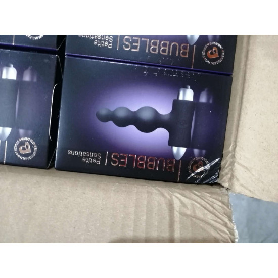 Анальный вибратор с рельефной поверхностью, черный Rocks Off Petite Sensations Bubbles Black (мятая упаковка!!!)