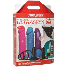 Набір для страпона, діаметр 3 см і 4,5 см Doc Johnson Vac-U-Lock Dual Density UltraSKYN Colors Set