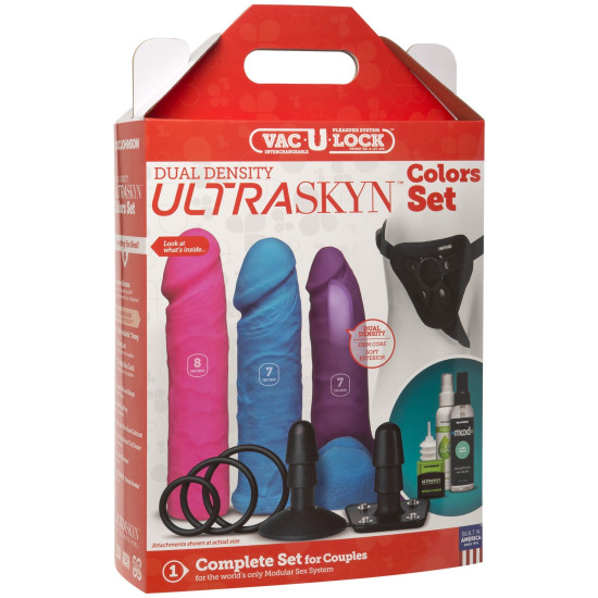 Набор для страпона, диаметр 3 см и 4,5 см Doc Johnson Vac-U-Lock Dual Density UltraSKYN Colors Set