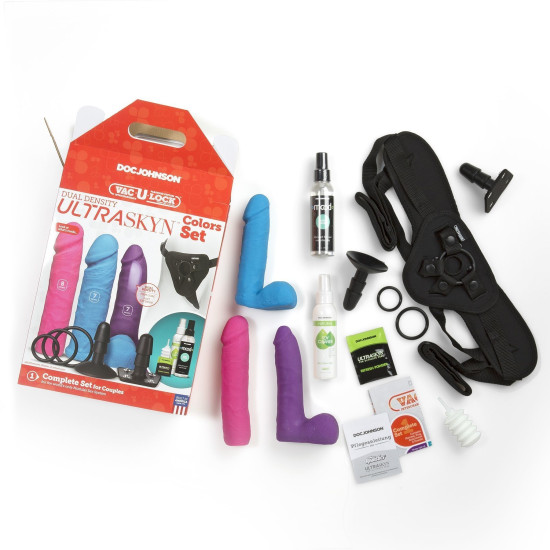 Набор для страпона, диаметр 3 см и 4,5 см Doc Johnson Vac-U-Lock Dual Density UltraSKYN Colors Set
