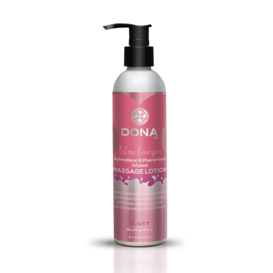 Зволожуюча масажна маска з афродизіаками та феромонами, аромат ягід DONA Flirty Blushing Berry, 235 ml