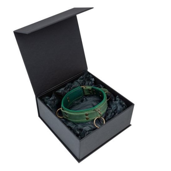 Премиум ошейник из натуральной кожи в подарочной упаковке, зеленый Lovecraft Premium Collar Green, S
