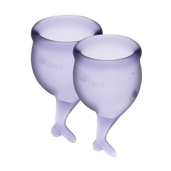 Набор менструальных чаш (лиловые), 15 ml и 20 ml с мешочком для хранения Satisfyer Feel Secure, Lila