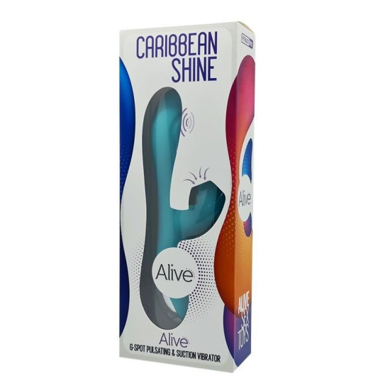 Вібратор-кролик 3 в 1 з вакуумом і пульсацією точки G, синій Alive Caribbean Shine Blue