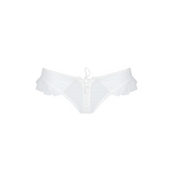 Трусики в горошек с рюшами и шнуровкой, белые Passion Fatin Thong, S/M
