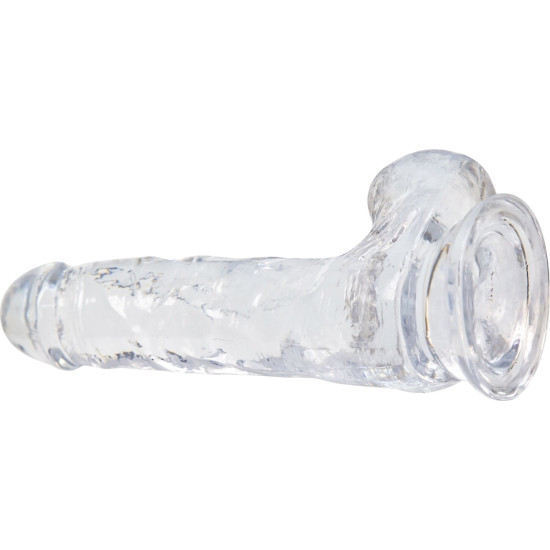 Прозорий фалоімітатор на присосці, довжина 17,8 см, діаметр 3,8 см Addiction Crystal Clear Dildo with Balls 7″