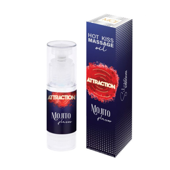 Їстівна масажна олія зі смаком Мохіто Mai Attraction Mojito Hot Kiss, 50 ml (термін 09.2026)