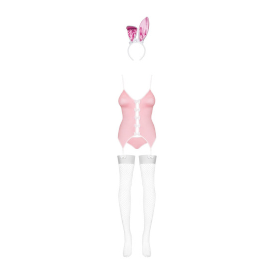 Розовый эротический костюм зайки (4 предмета: топ с подвязками) Obsessive Bunny Suit 4-Pcs Costume Pink, L/XL