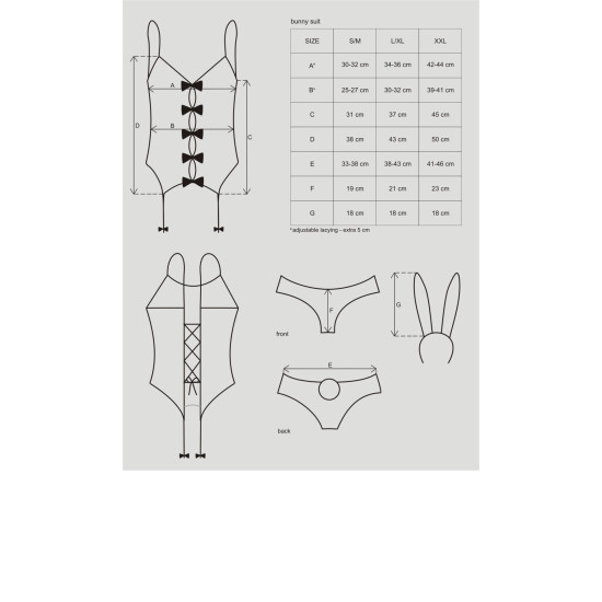 Розовый эротический костюм зайки (4 предмета: топ с подвязками) Obsessive Bunny Suit 4-Pcs Costume Pink, L/XL