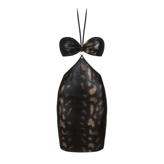 Чёрное платье под змеиную кожу Obsessive Vivianty Dress Black, XS/S