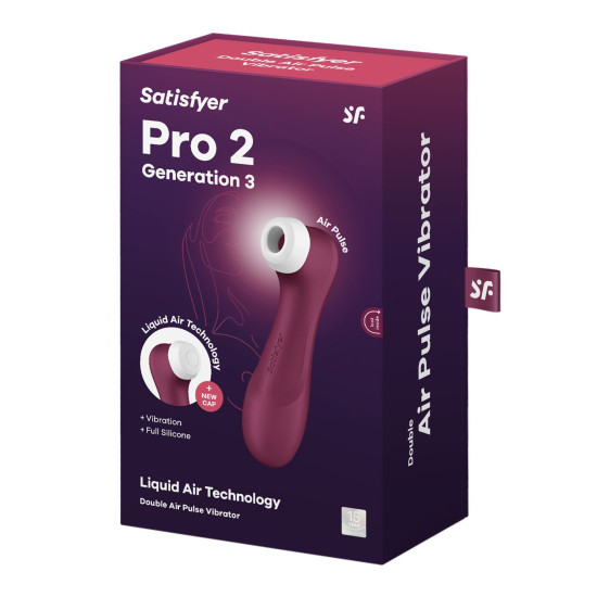 Вакуумний кліторальний стимулятор, винний Satisfyer Pro 2 Generation 3 with Liquid Air Wine Red