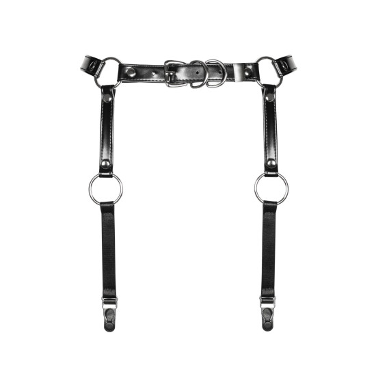 Пояс для панчіх зі штучної шкіри, чорний Obsessive A741 Garter Belt Black, O/S