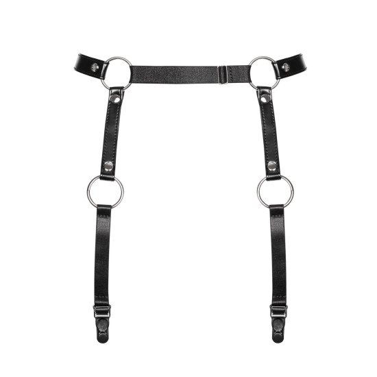 Пояс для панчіх зі штучної шкіри, чорний Obsessive A741 Garter Belt Black, O/S