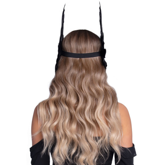 Пов'язка на голову з крилами з пір'я і натуральної шкіри, чорна Leg Avenue Feather Headband, Black