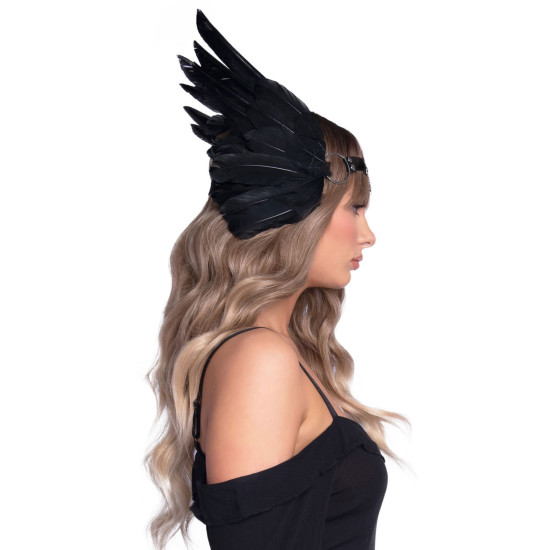 Пов'язка на голову з крилами з пір'я і натуральної шкіри, чорна Leg Avenue Feather Headband, Black