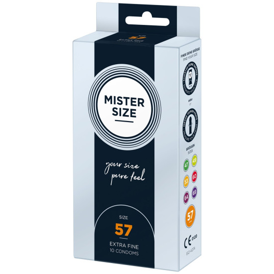 Презервативи для пеніса довжиною 11,3-12,7 см, 10 шт Mister Size - pure feel 57