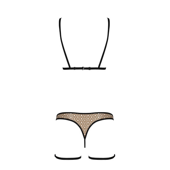 Еротичний комплект нижньої білизни (трусики з гартерами), бежевий Passion Gabi Set Beige, L/XL