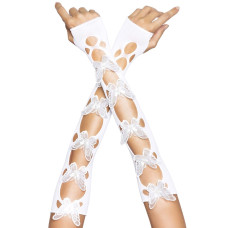 Мітенки з аплікацією метеликів, білі Leg Avenue Butterfly Applique Arm Warmers White