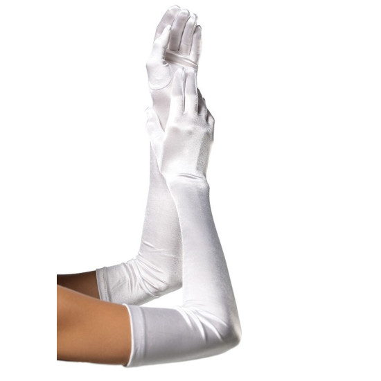 Длинные атласные перчатки, белые Leg Avenue Extra Long Satin Gloves White, One Size