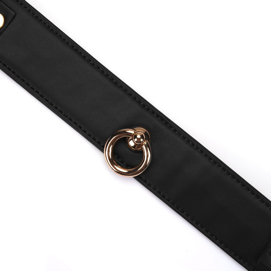 Нашийник з повідцем з екошкіри Liebe Seele Black Organosilicon Collar with Leash