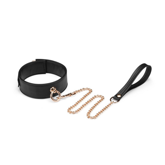 Нашийник з повідцем з екошкіри Liebe Seele Black Organosilicon Collar with Leash