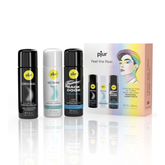 Набір лубрикантів (силіконовий, анальний і на водній основі) pjur Pride Box, 3×30 ml