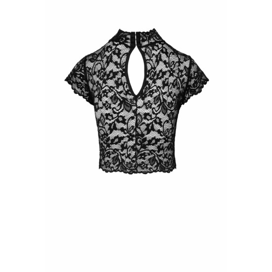 Кружевной топ с высоким воротником Noir Handmade F303 Essence Lace Top with High Collar, M
